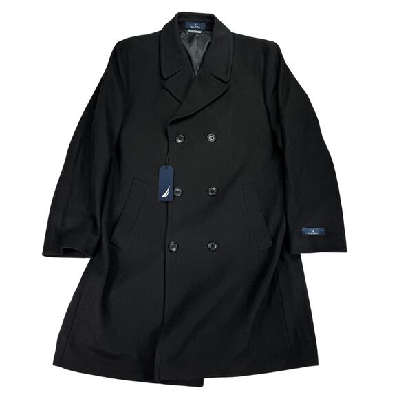 Nautica Other - Nautica Mens Classic Fit Double-Breasted Wool Overcoat Black 42R